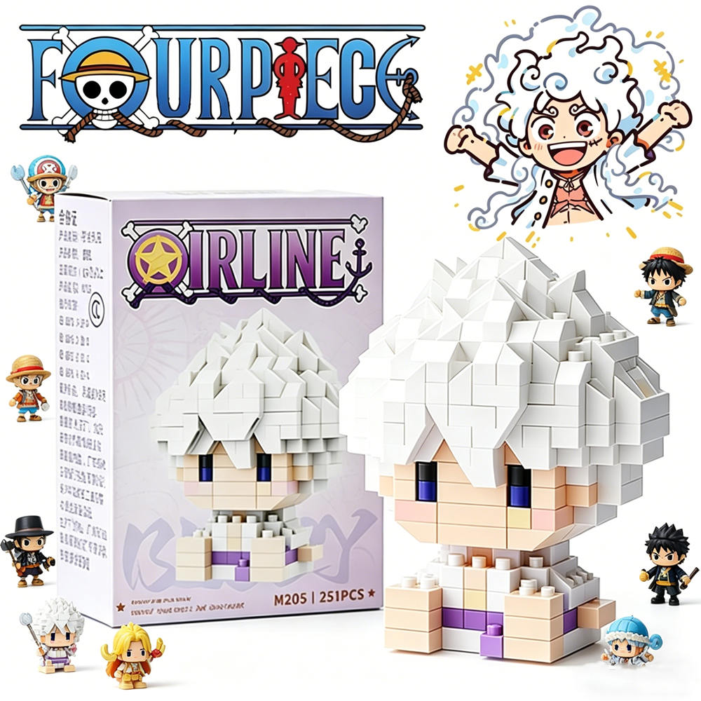 HOT ONE PIECE Sun God Nika Luffy Micro Building Block Chopper Ace Buggy 3D Anime Model Assembly Mini Bricks Figure Toys For 