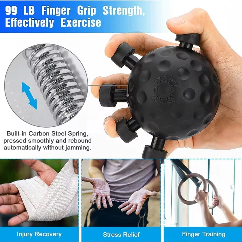 Finger Hand Strengthener Ergonomic Hand Ball Gripper Exerciser Anti Slip Finger Exerciser Ball for Musicians Athletes Climber
