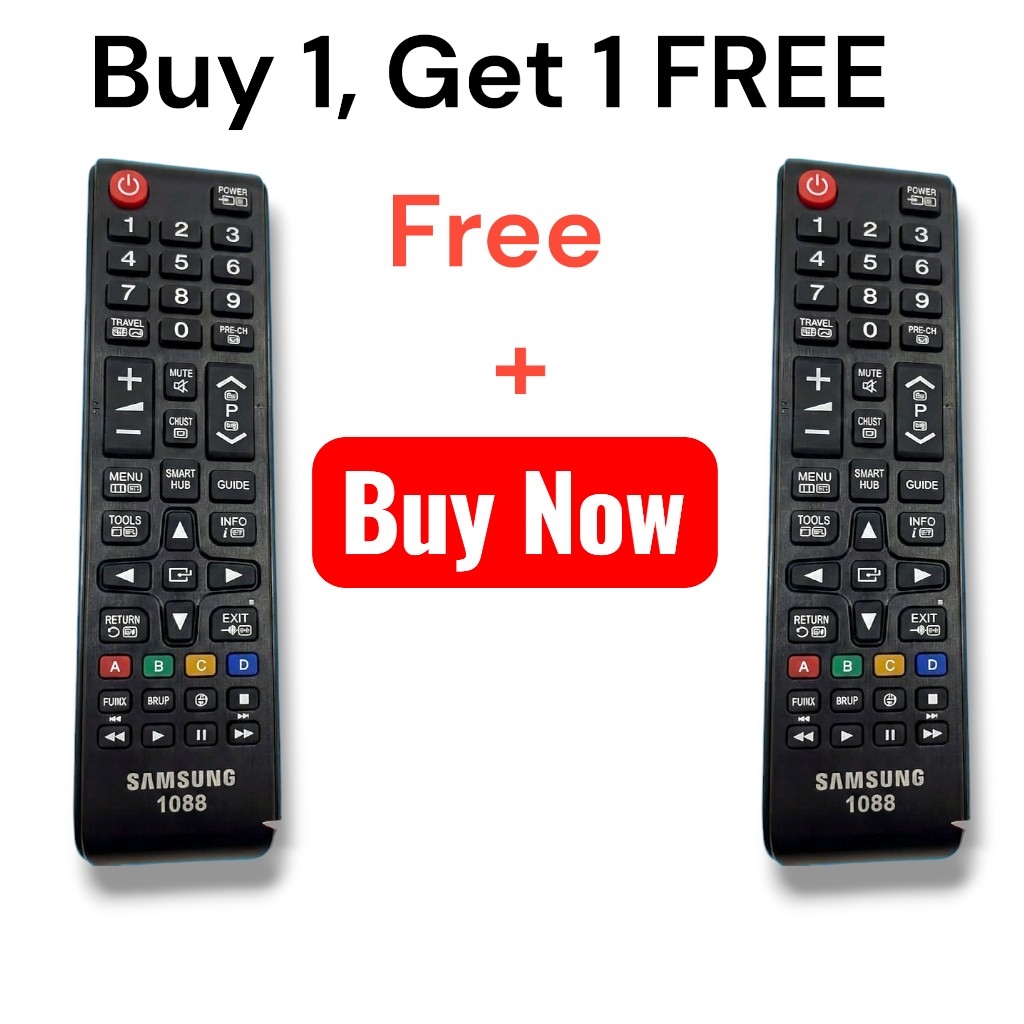 (Buy 1, Get 1 FREE) Samsung Tv Remote Control - Samsung Smart TV Remote Original - Samsung Universal Remote Control - Samsung LED TV Remote - Samsung LCD Remote -Samsung 1088 Remote - High Quality Remote - Control for All Samsung LCD & LED TVs
