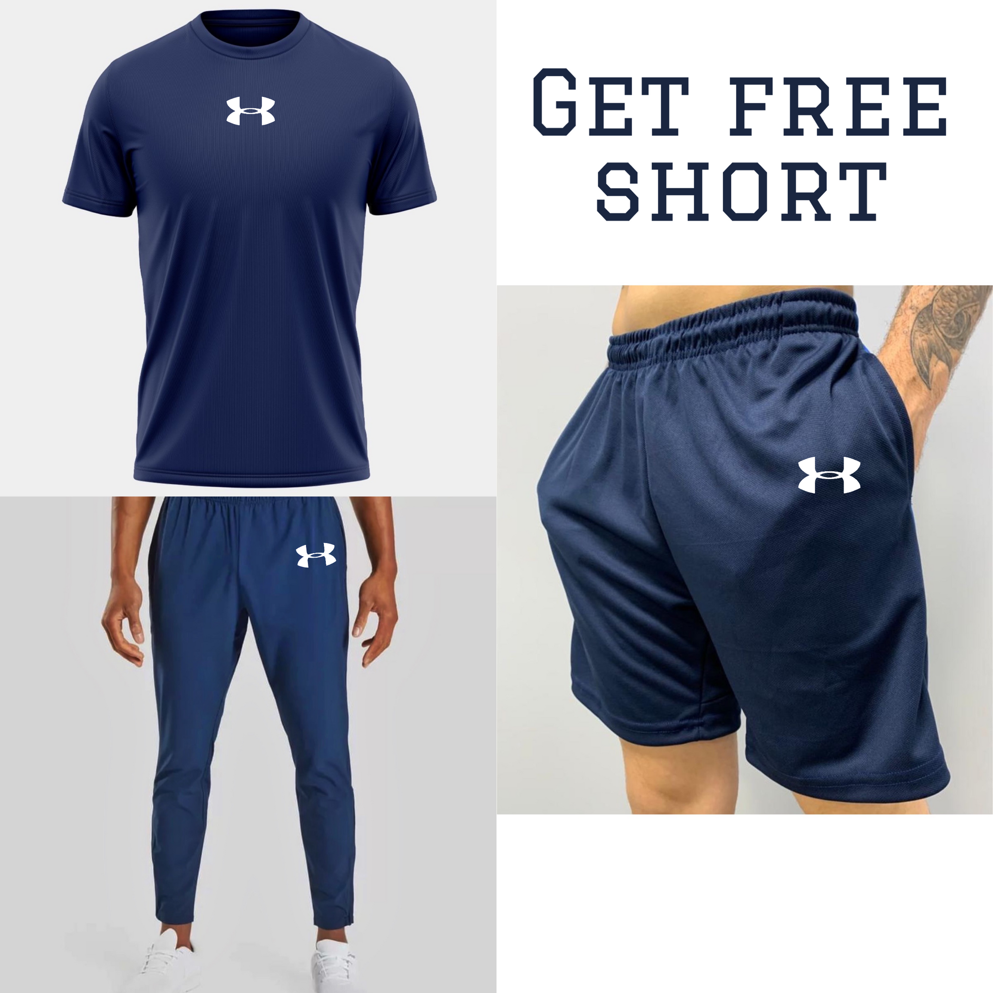 FitFlow Quick Dry Fit Tracksuit Navy for men With Free Short 3 Pieces