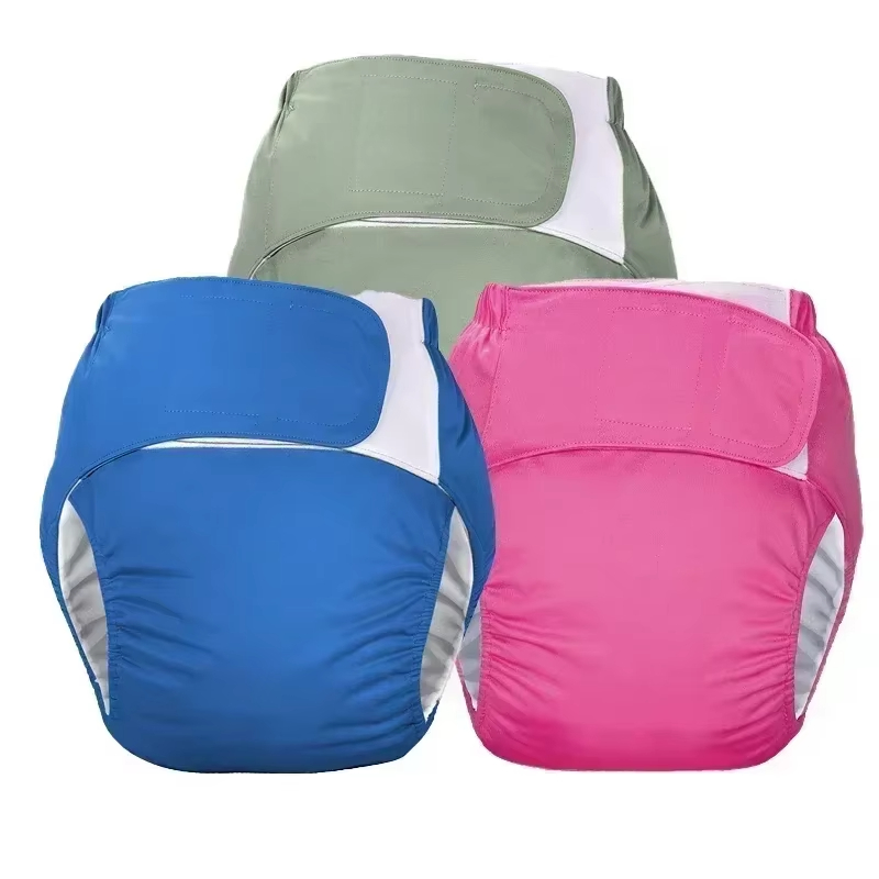 Adult Size Washable Cloth Diapers Adjustable Elderly Reusable, Incontinence Underwear, Waterproof Fabric Breathable Not Stuffy