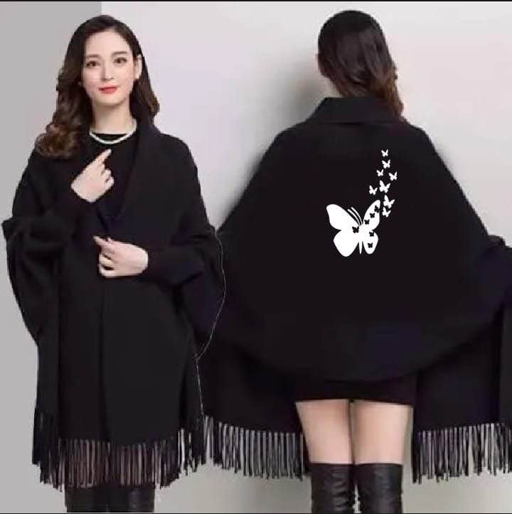 HERMAIN BANTVA Women Winter Shawl Poncho Cape | Soft Warm Wrap Cardigan | Stylish Ladies Shawl | Fringed Cape | Casual Winter Wear | Elegant Outerwear