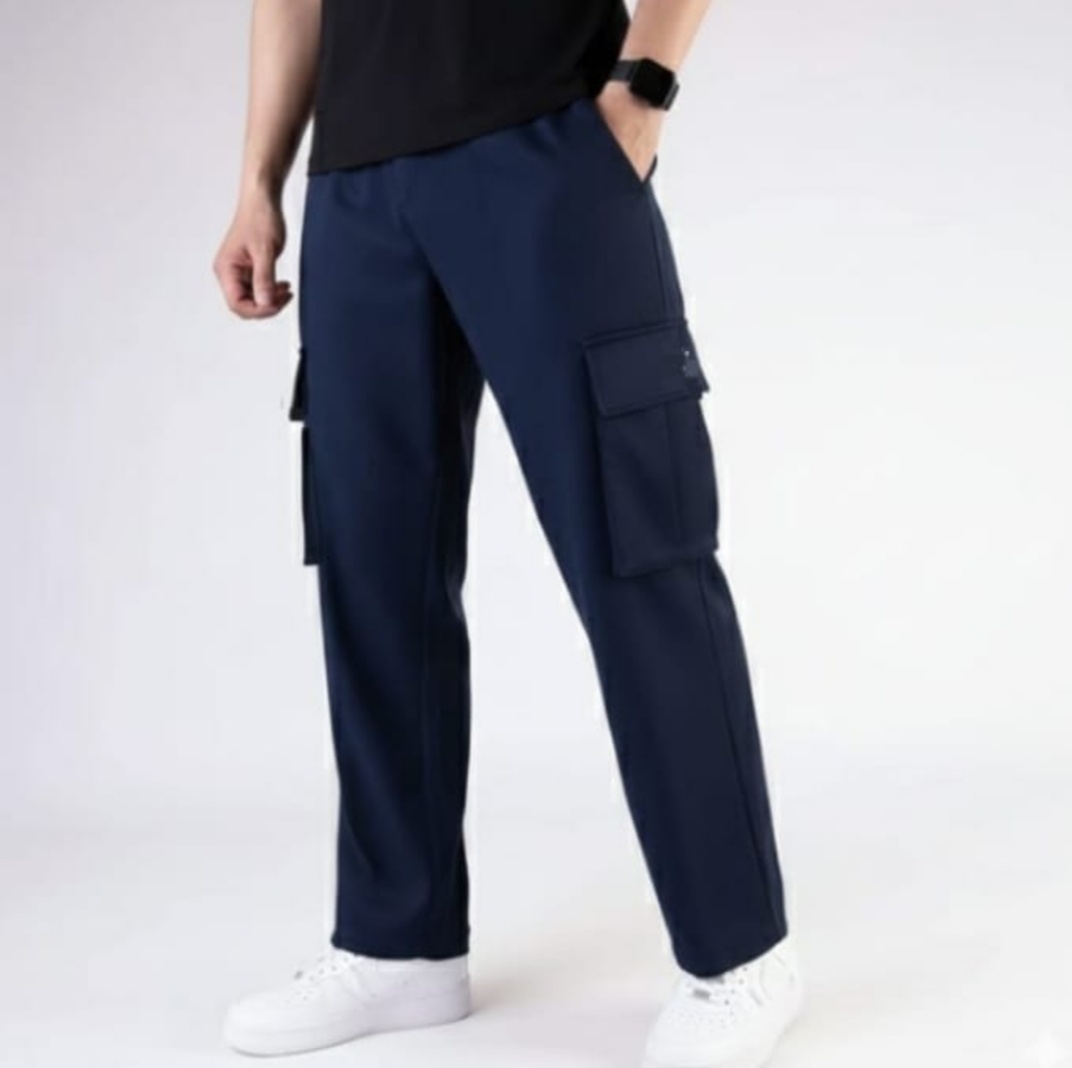 Navy Blue Cargo Pocket Trousers