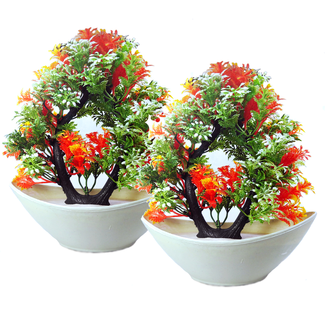 Pack of 2 Peach and Green Artificial Bonsai Decorative Plants best for Home and office Décor