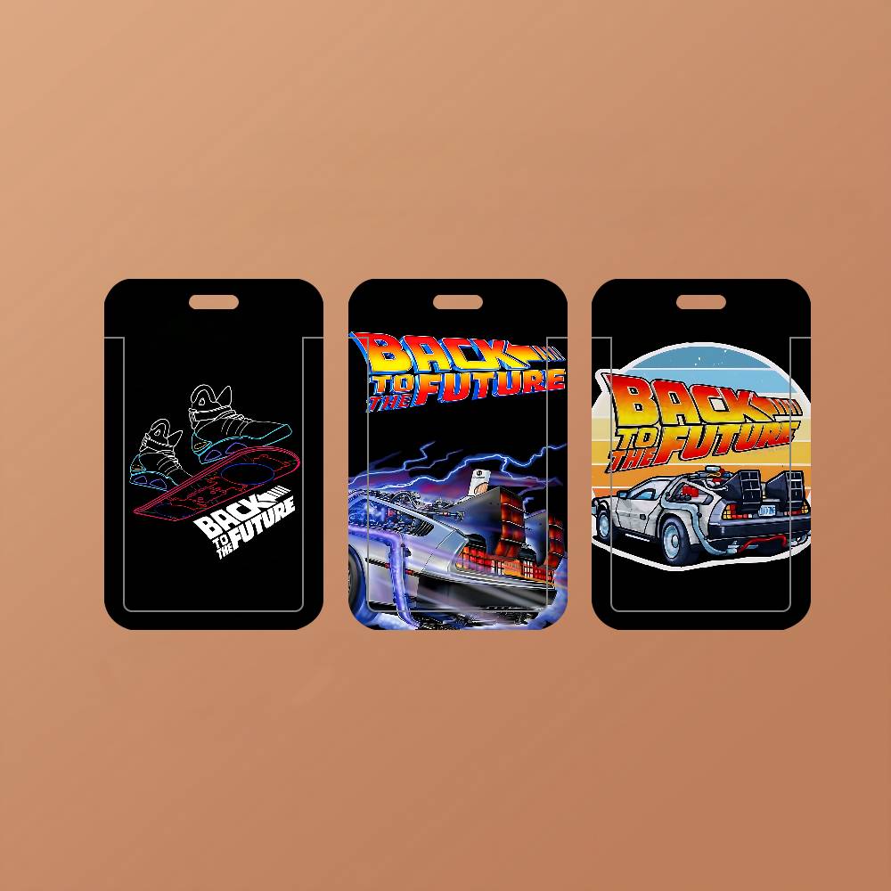 Back To The Future Clear ID Card Holder Lanyard Neck Strap Badge Case Door Credit Card Protector Daily 
