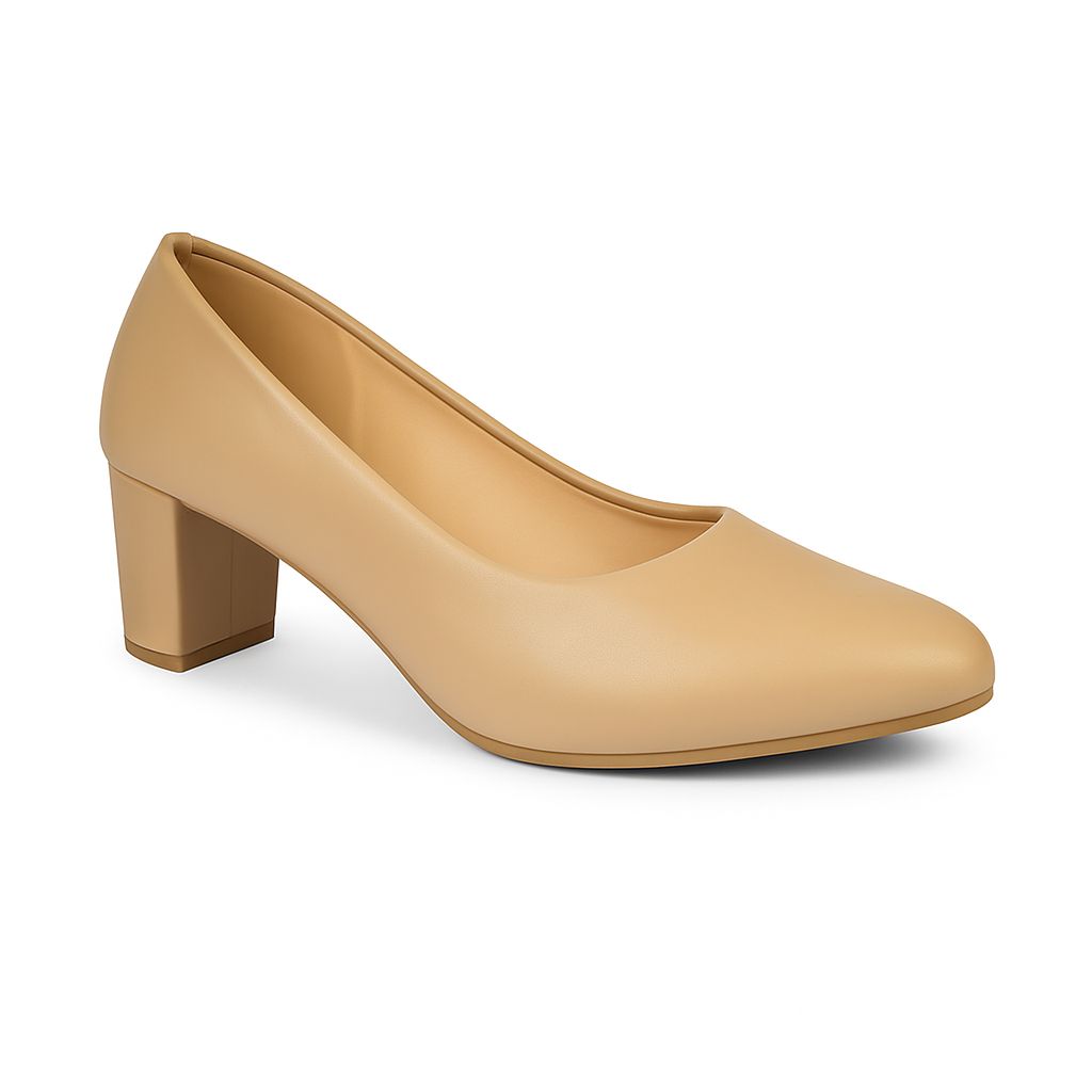 American Coat Shoes Block Heel Pumps for Women, Synthetic Leather
