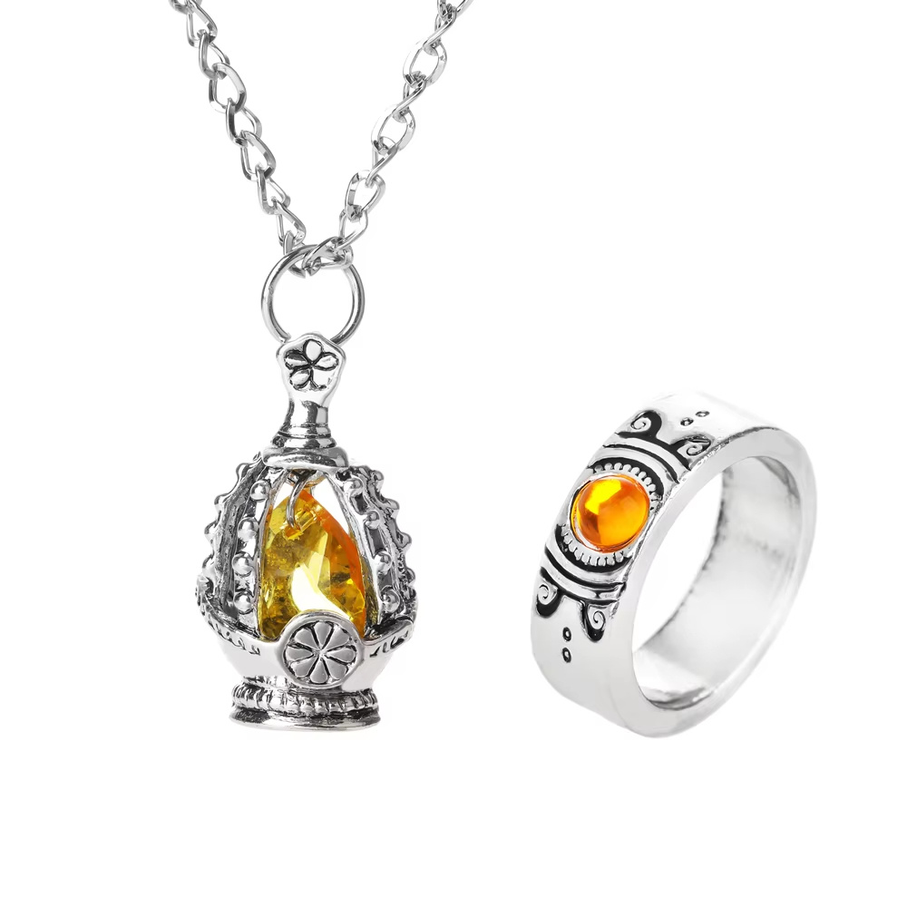 Anime Puella Magi Madoka Magica Soul Gem Necklace Crystal Pendant Ring Cosplay Costumes Lovers Jewelry Set Accessoies Props