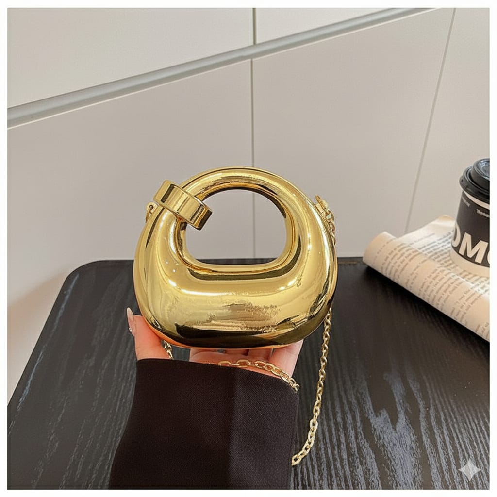 New Acrylic Moon Shaped Mini Clutch for Women | Luxury Evening Handbag | Eid Festival, Party, Wedding & Formal Fashion Purse