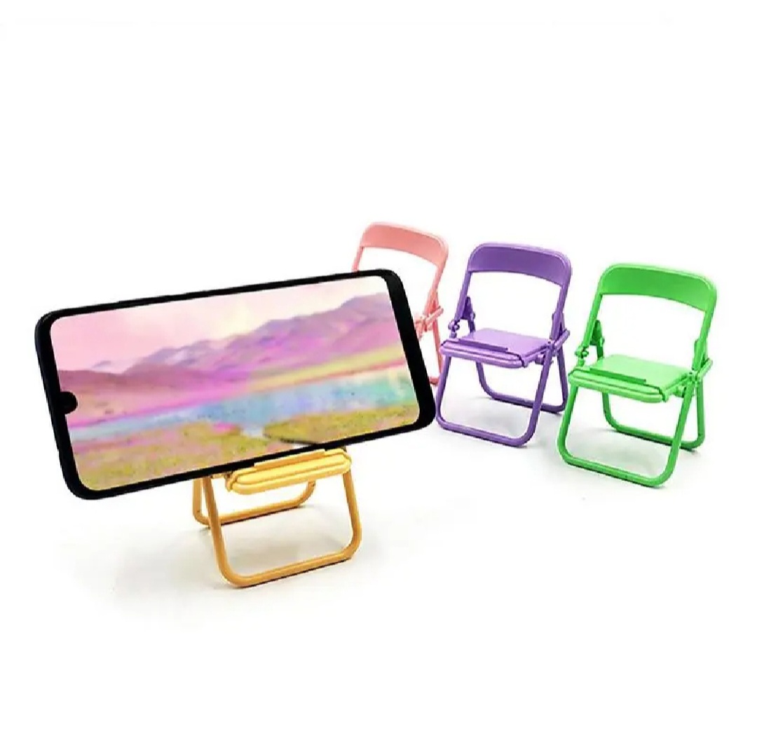 Pack of 2 Cute Mini Chair Mobile Phone Stand Desktop Holder Decoration - Random Colors