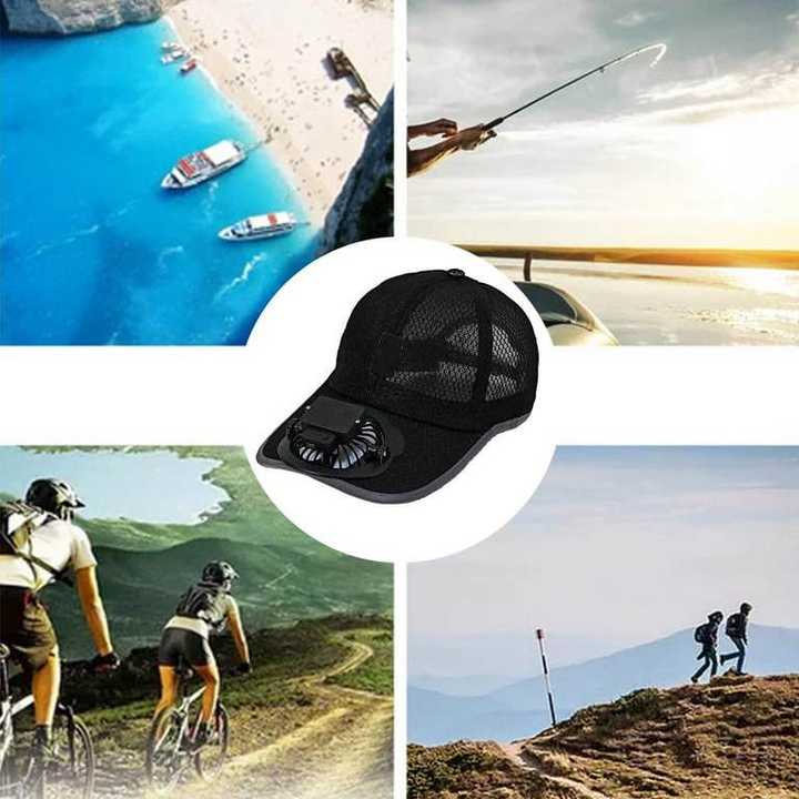 USB Rechargeable Cooling Fan Cap – Breathable Mesh Sun Hat with Built-in Fan | Type-C Charging | Random Colors