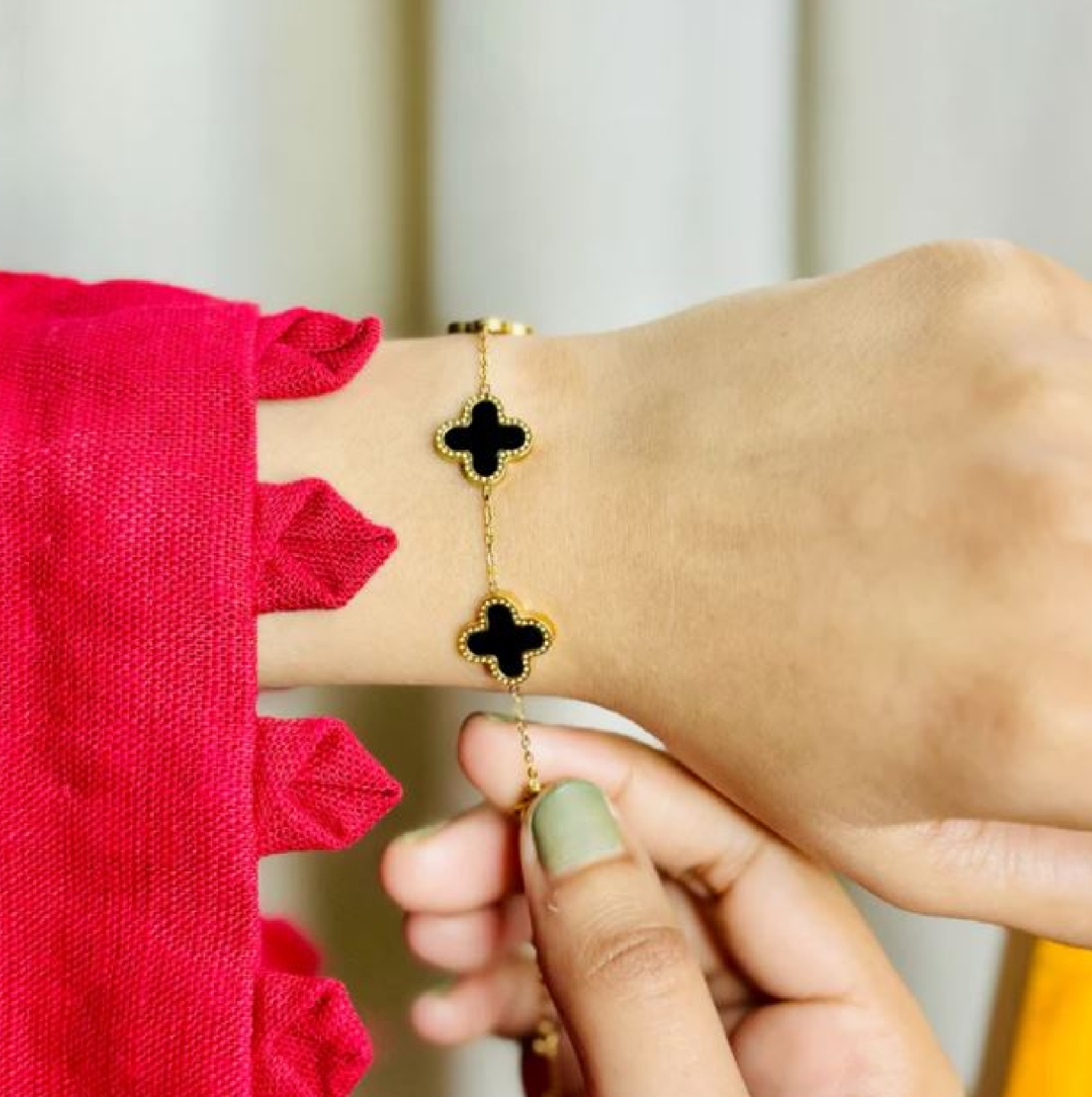 Golden and black clover Bracelet for ladies and girls enhanced your beauty and style