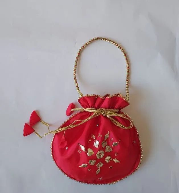 Fancy embroidered clutch/potli bag for wedding parties designer traditional potli gol bag with Handmade Gota work