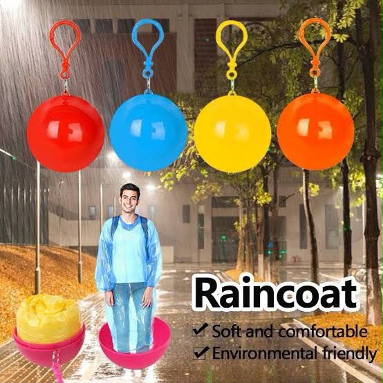 Portable Ball Raincoat | Reusable Rain Coat with Keychain Hook | Waterproof Raincoat for Men Women Kids | Travel Emergency Rain Poncho in Ball`