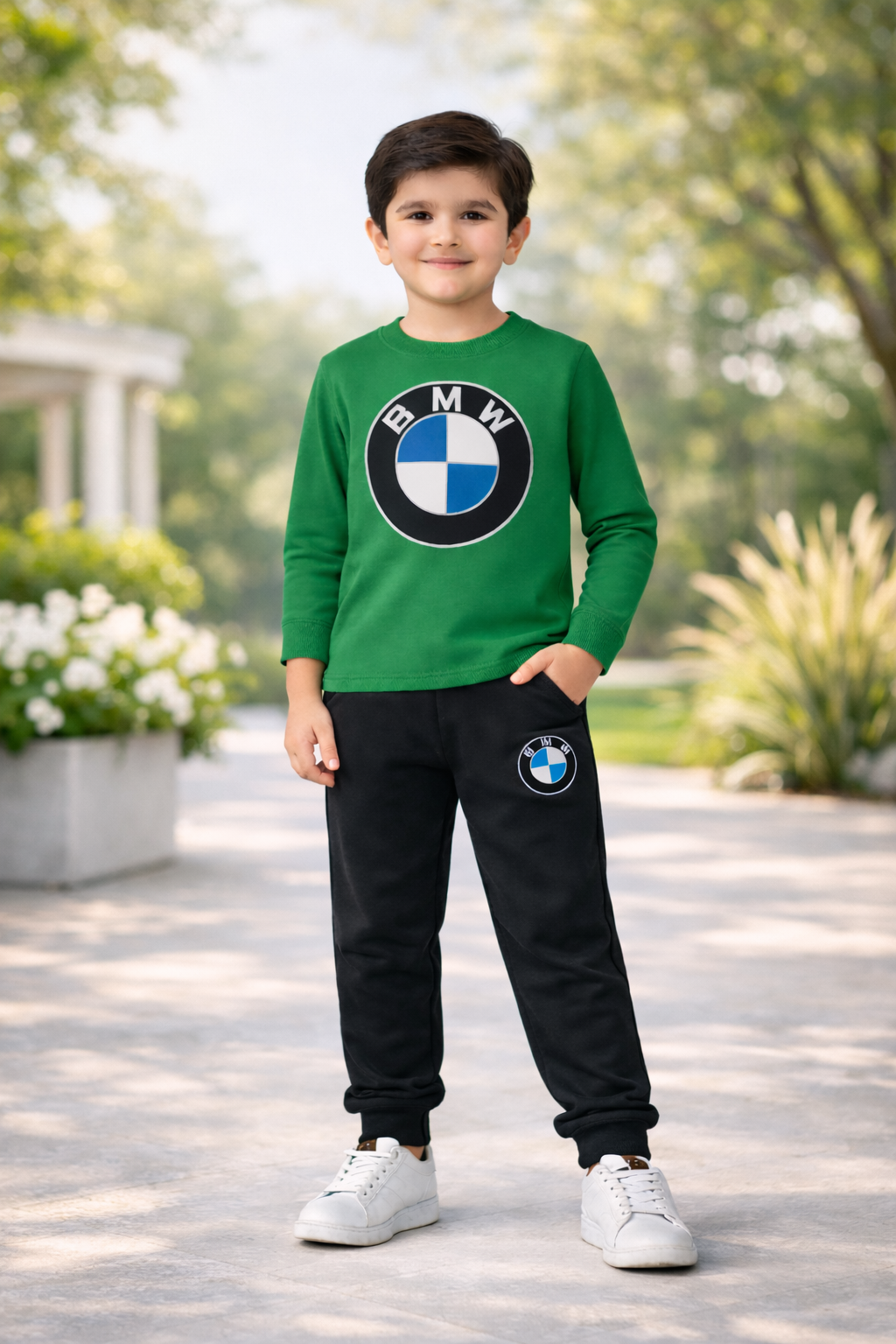 SUMMER Stylish Kids BMW 2-Piece Outfit – Soft Cotton Shirt & Trouser Set