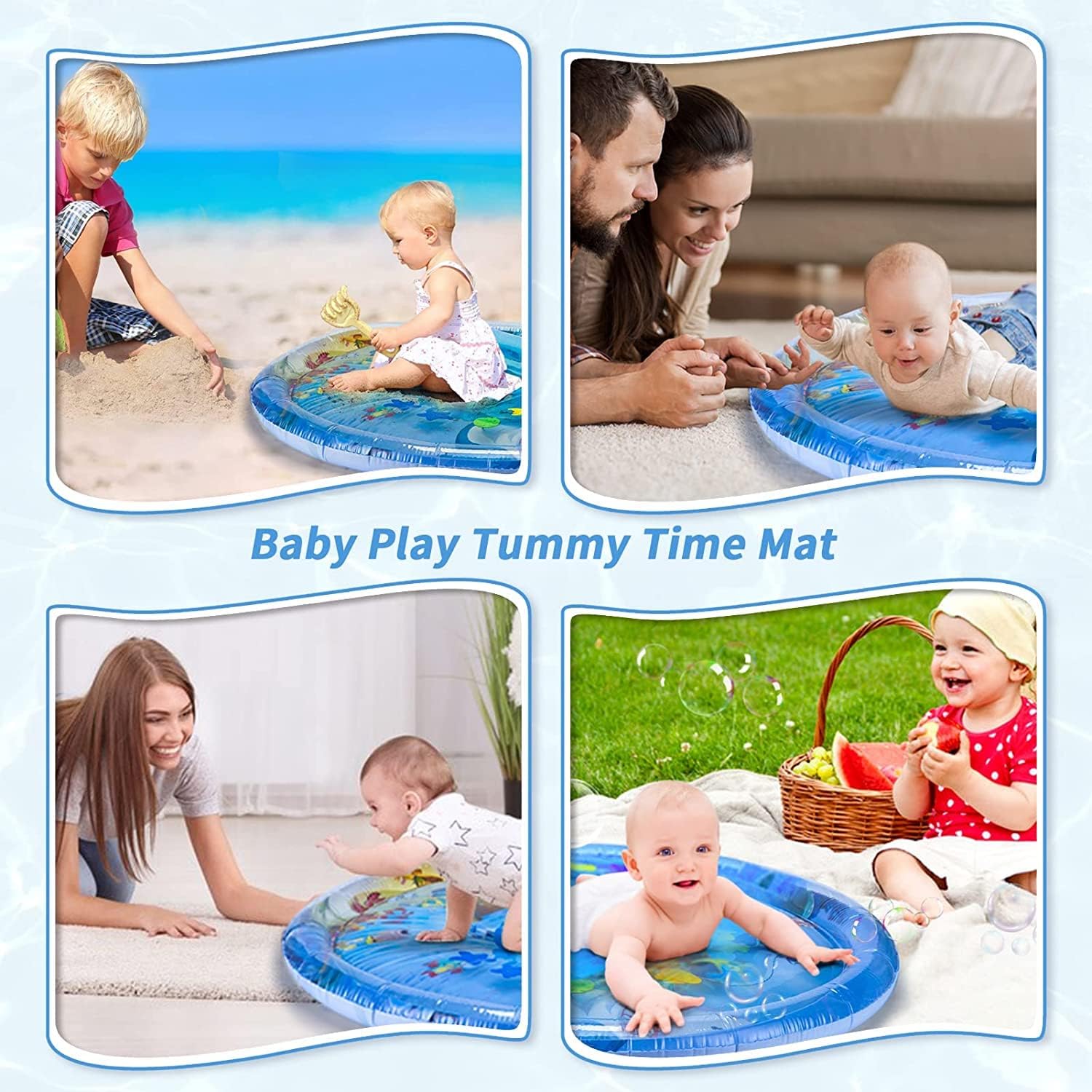 Round Baby Kids Water Play Mat Toys Inflatable Tummy Time Water Play Mat and Toddlers Perfect Fun Activity Inflatable Mat,Outdoor Water Play Mat for Baby