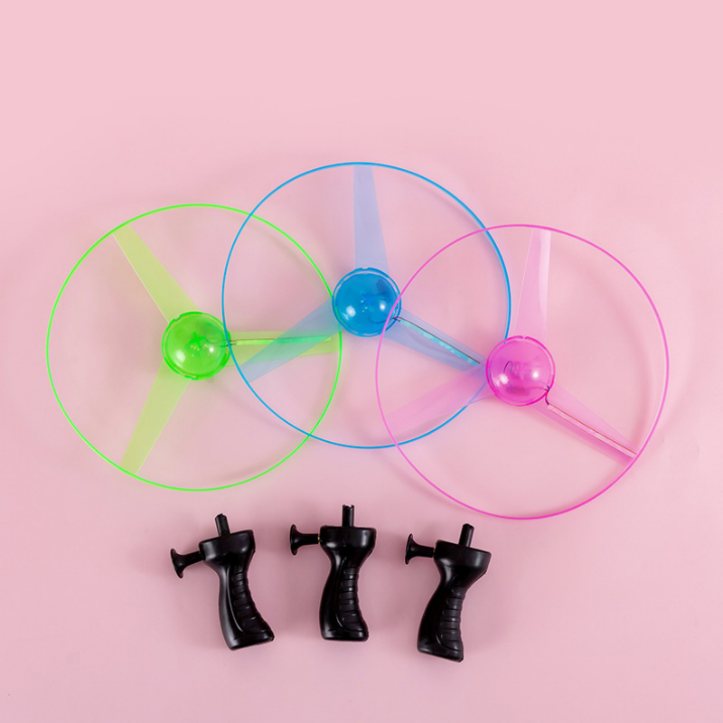 Kids Luminous Flying Disc Propeller Toys LED Lighting Pull String Flying UFO Toy Spinning Top Outdoor Game Sports Toy  hot
