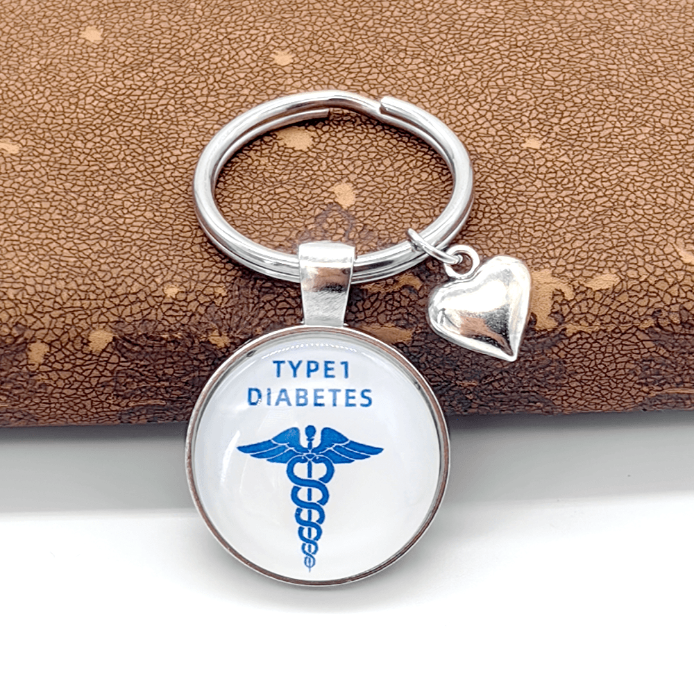 Internal Medical Keychains 1Piece Medical ID Keychain,Glass Dome Heart Keychains for Men Women ...