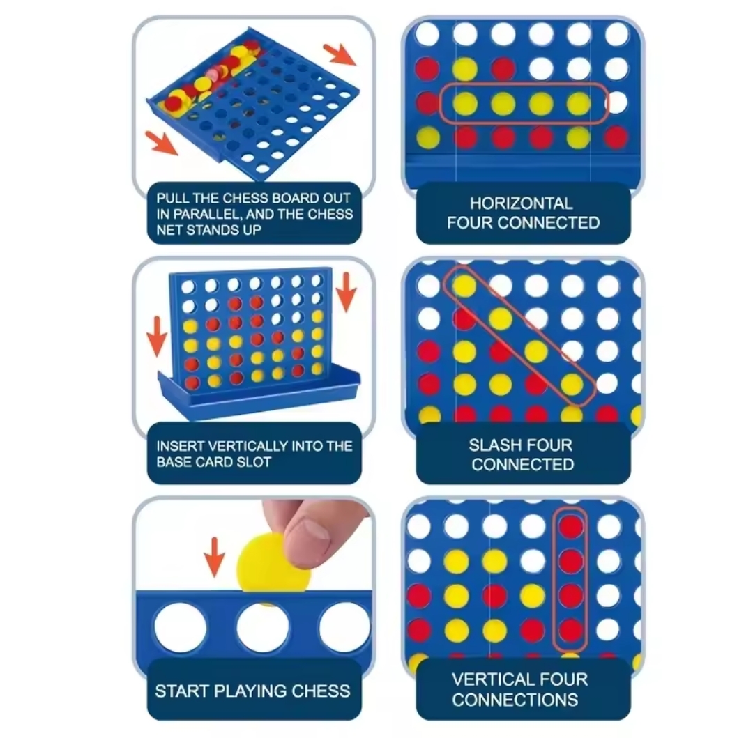 Four In A Row Connect Classic Family Board Game Toys Fun Educational Toy For Kids