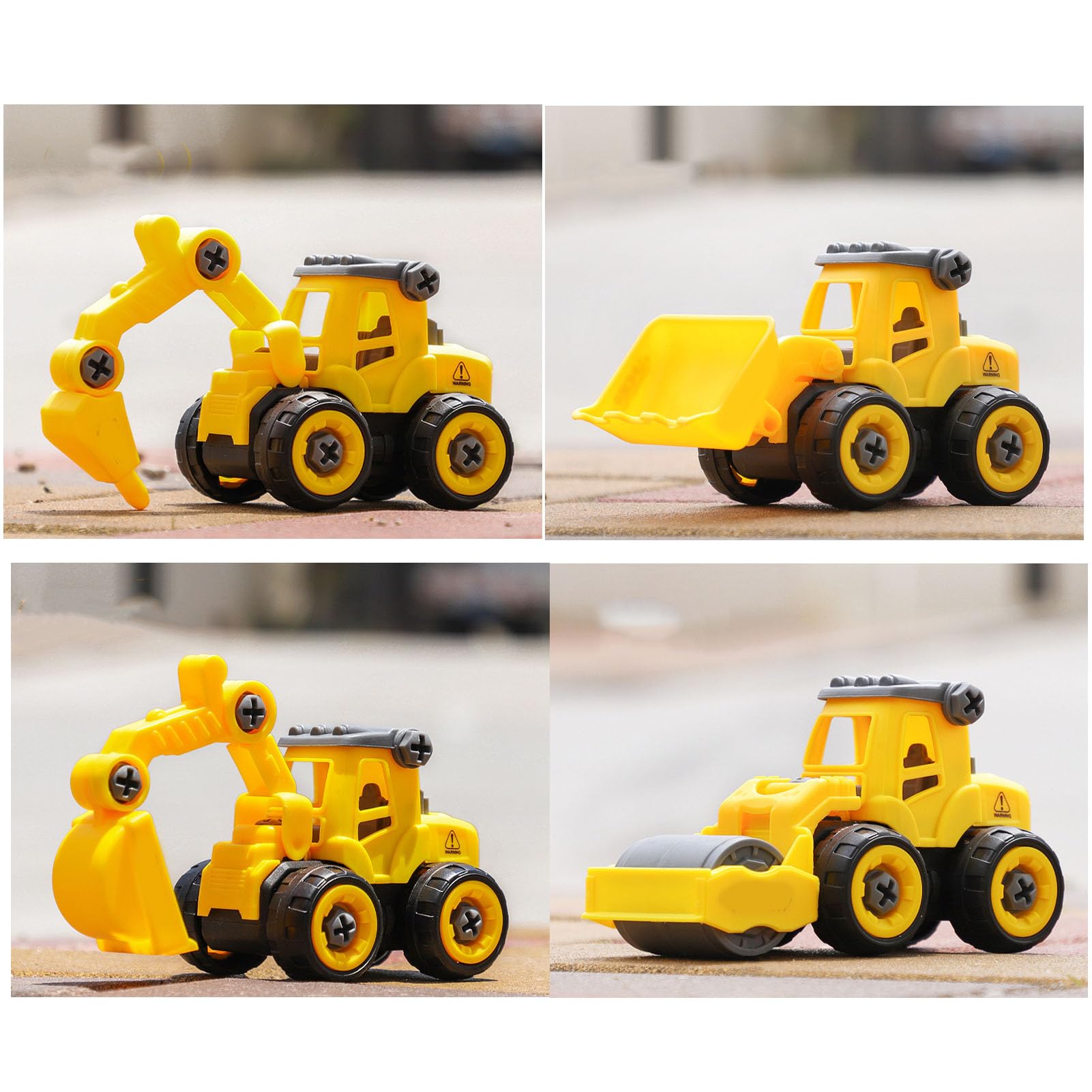 4 in 1 Construction Vehicles Truck Toys Set Take Apart Educational Portable Engineering Toys Playset for Kids
