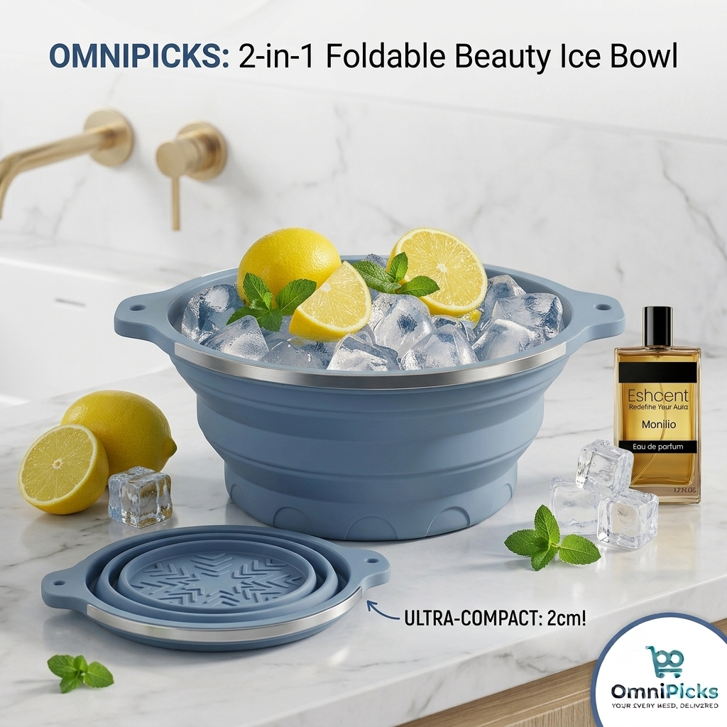 Silicone Ice Cube Bowl for Ice Facial & Cold Therapy | Reusable Face Ice Bowl | Ice Cube Bowl for face | Foldable Facial Ice Bath with Built-in Icetray | Face Ice Bowl for Skin Care & Puffiness Reduction | Home Spa and Beauty Care Product