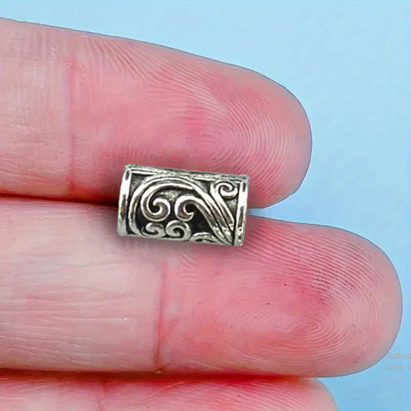 30pcs Antique Silver Tube Spacer Beads – Tibetan Column Beads for DIY Jewelry Making (5x8mm)