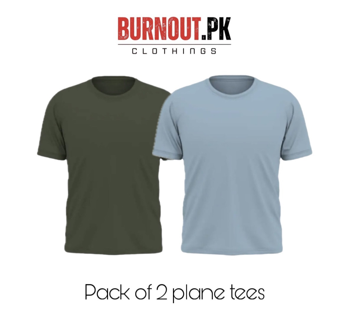 BURNOUT.PK NEW TRENDY SUMMER COLLECTION PACK OF 2 PLANE BASIC HALF SLEEVE TSHIRTS FOR MENS AND WOMENS