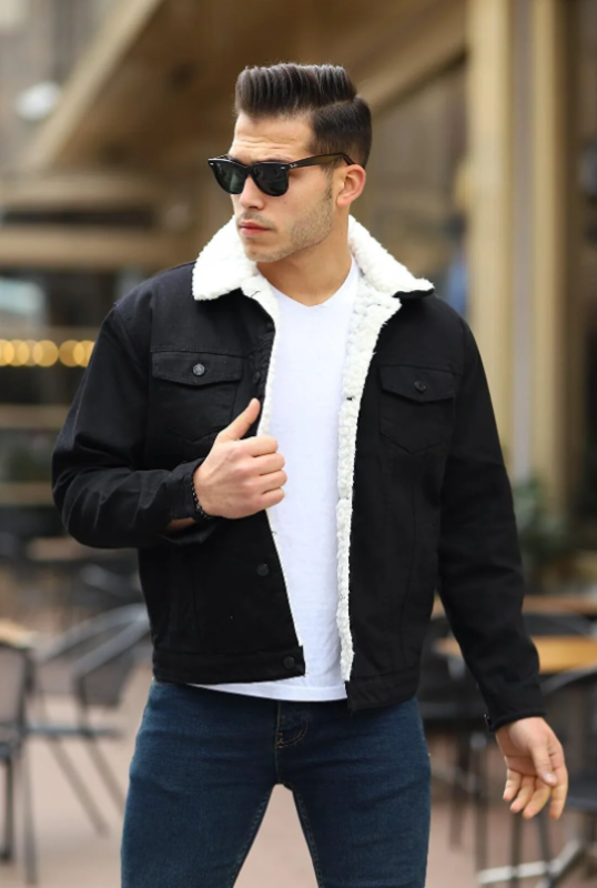Men’s Sherpa Denim Jacket for Winter ❄️ | Fleece Lined Jacket | Stylish Winter Jacket for Men | Warm Casual Jacket | Black / Blue / Yellow Jackets | Trendy Men’s Outerwear