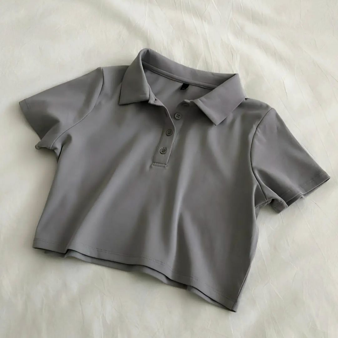 MI'TESORO Women's Short Sleeve Boxy Cropped Polo T-Shirt Polo Cropped T-Shirt - a timeless classic with a modern twist! for Girls/Women