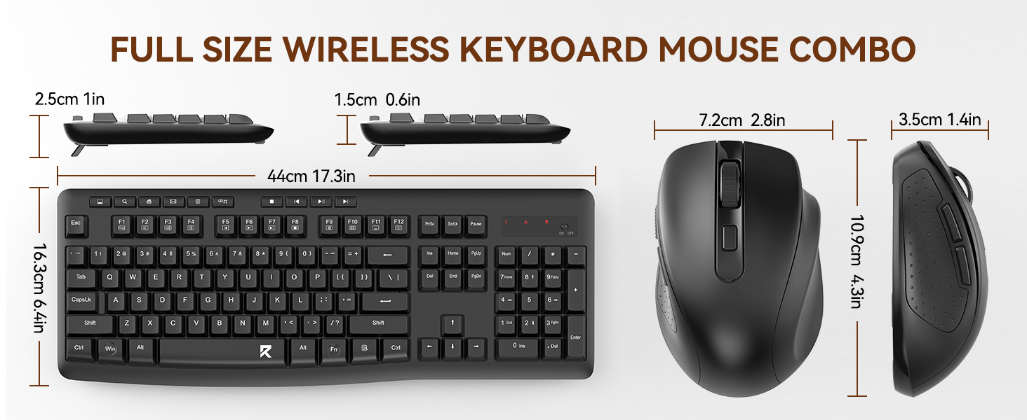 Redragon BS-7367B Wireless Keyboard and Mouse Combo Membrane Basic Mouse and Keyboard 2.4G Full-Sized with 5 Level DPI Adjustable 19 S8fda19f41c224be48c0d38a5bf0ab0beg