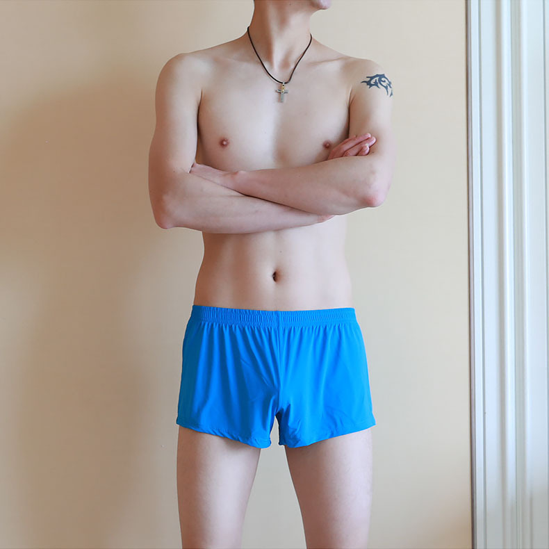 Ultra Thin Ice Silk Men Loose Boxer Shorts See Through Stretch Waist Breathable Sleep Loungewear Daily Home Comfort Underpants
