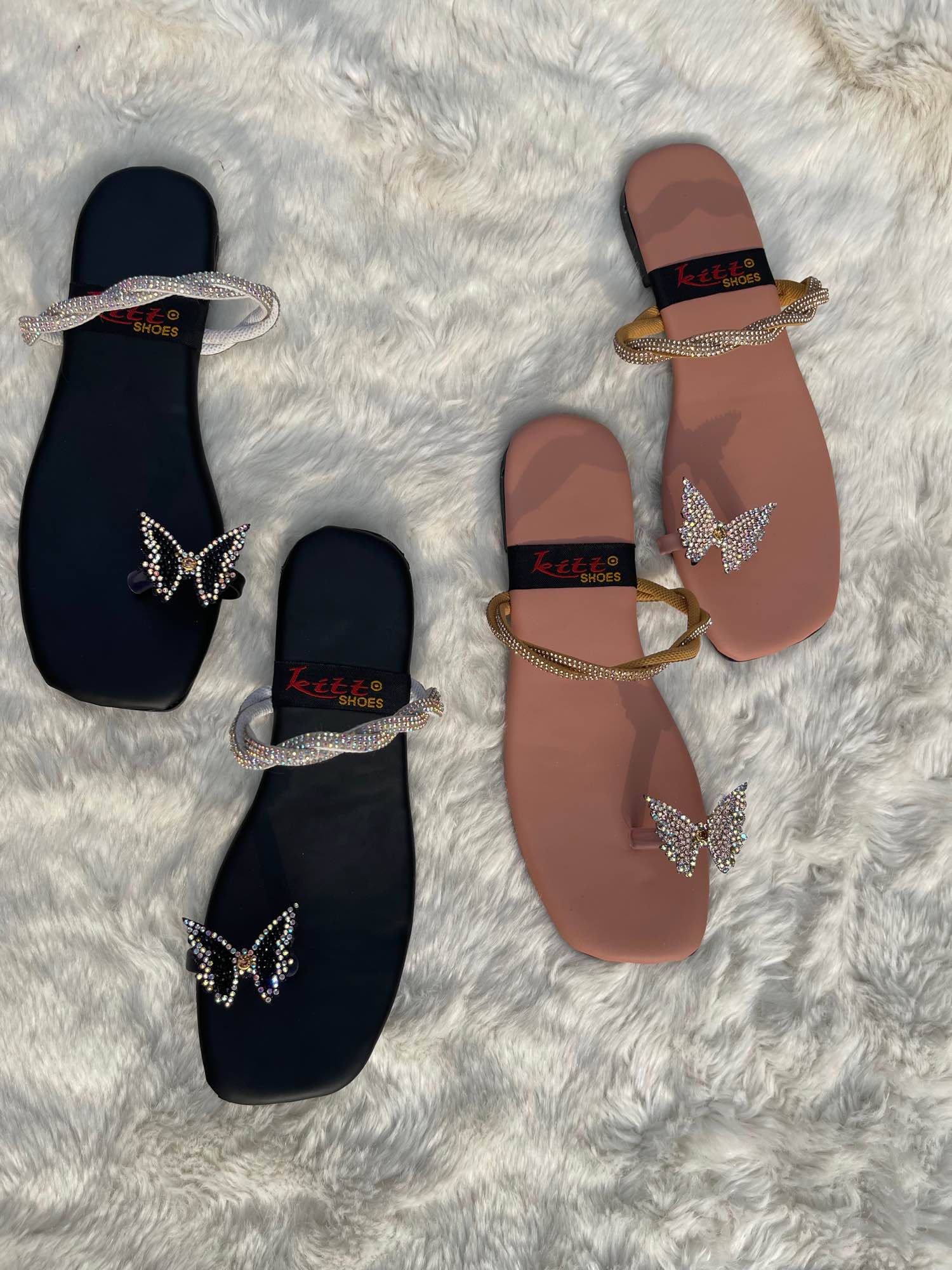 Elegant Butterfly Embellished Flat Slip-On Sandals for Women - New Comfortable Casual Footwear