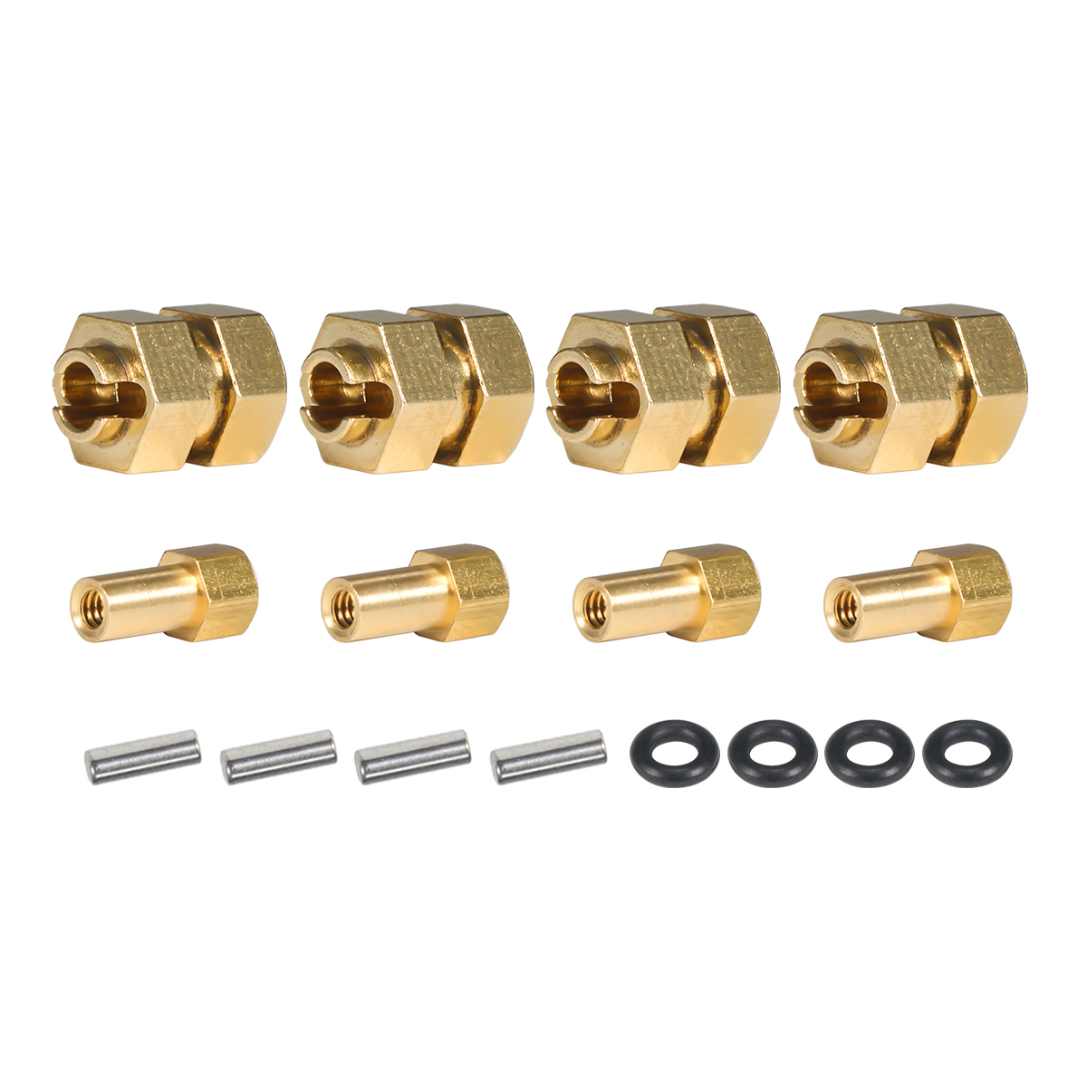 4Pcs Brass 7mm Hex Hub Extenders with Nuts 1.0 Wheel Rims Adapter for 1/24 RC Crawler SCX24 Bronco C10 Gladiator AX24 Upgrade