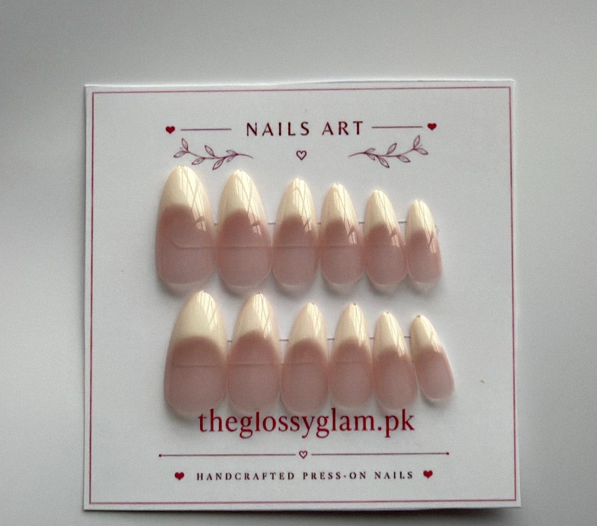 False Nails | Hyper Realistic French Nails | Artificial Nails for girls & women | Wedding Nikah Nails | Almond shape Nails | Natural Nails | Hyperrealistic | Hyper relistic Nails