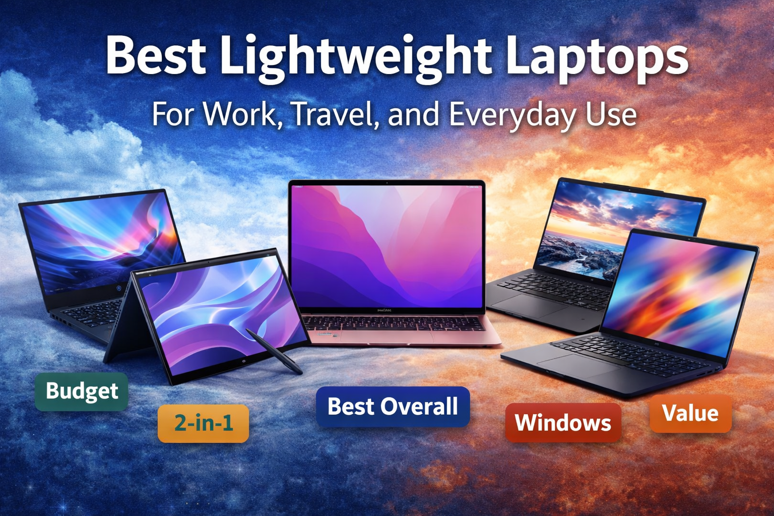 Lightweight laptop for work travel and everyday use with slim design long battery life and high performance
