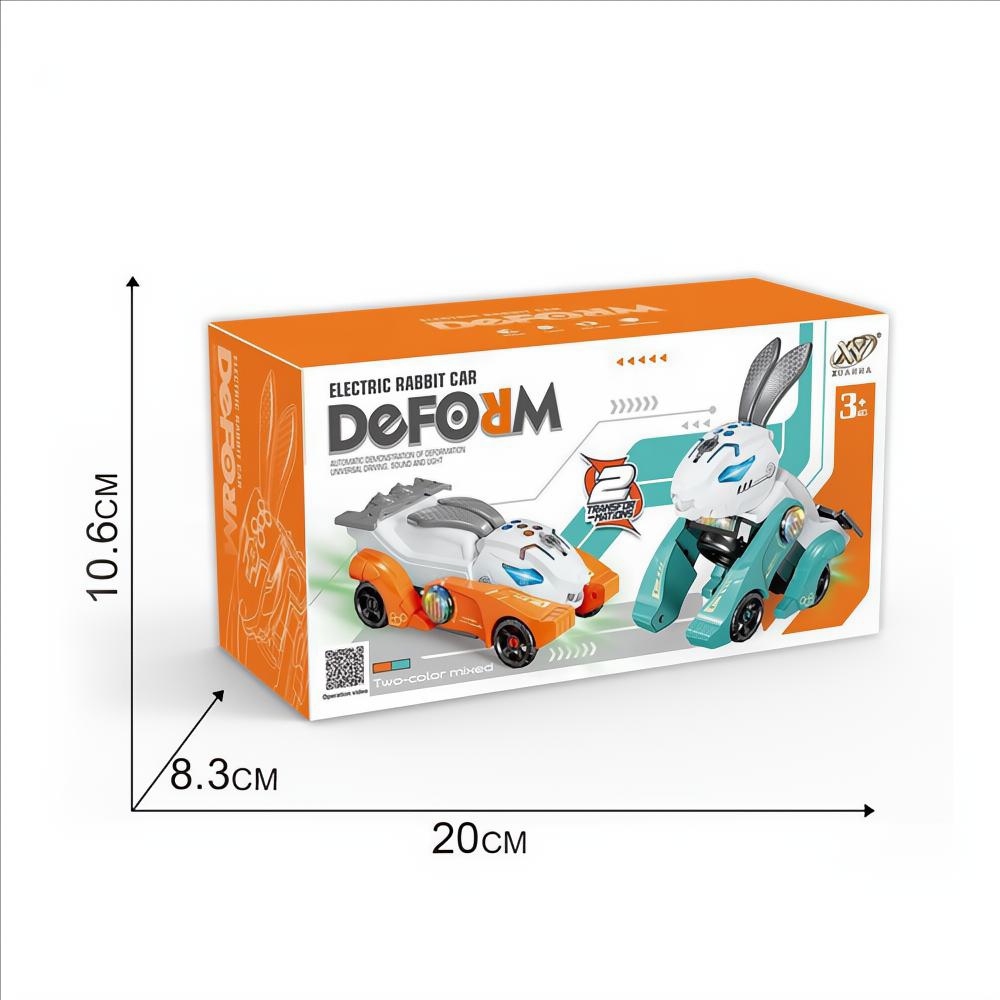 Electric Rabbit Car 2 In 1 Rabbit & Car Automatic Transformation Having Music And Light Rabbit Robot With Light Music Cool Deformation Toy Car