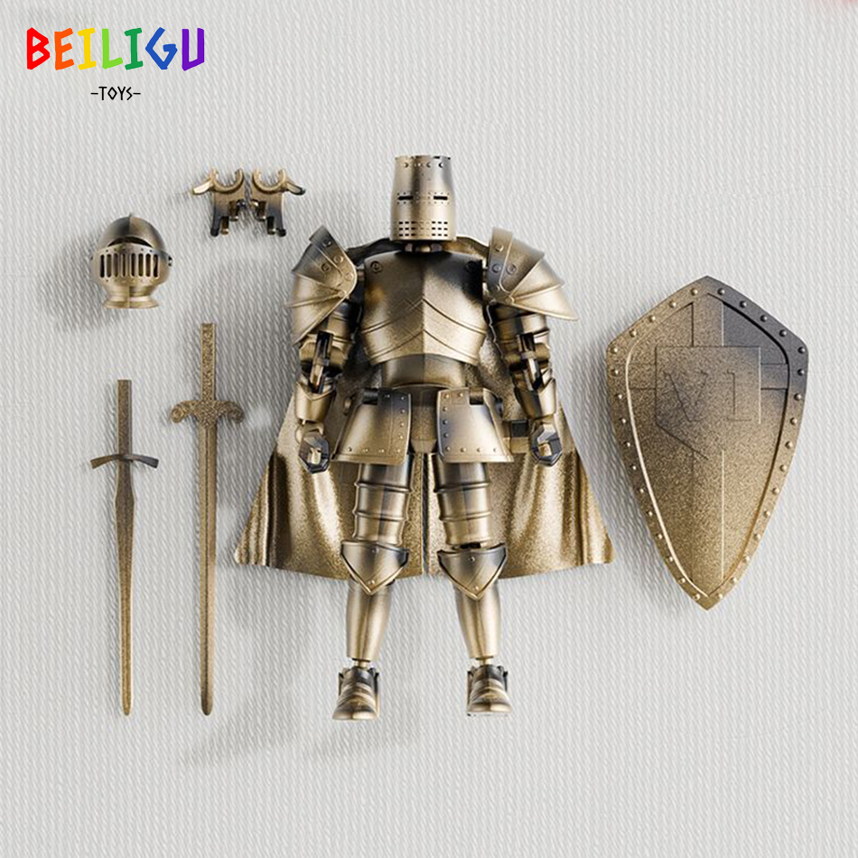 Europe Medieval Knight Multi-Joint Movable Action Figures Warrior Robot Sword Shield Assembly Toy Collection Model Holiday 