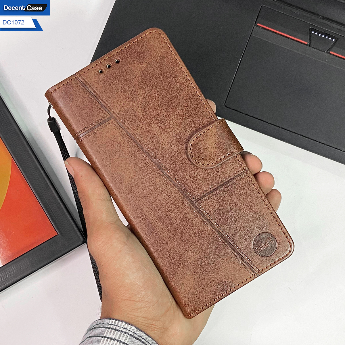 Oppo A6s Pro Book Cover - Dark Brown - Premium Leather Megantic Book Covers With Card Holding Option & Cash
