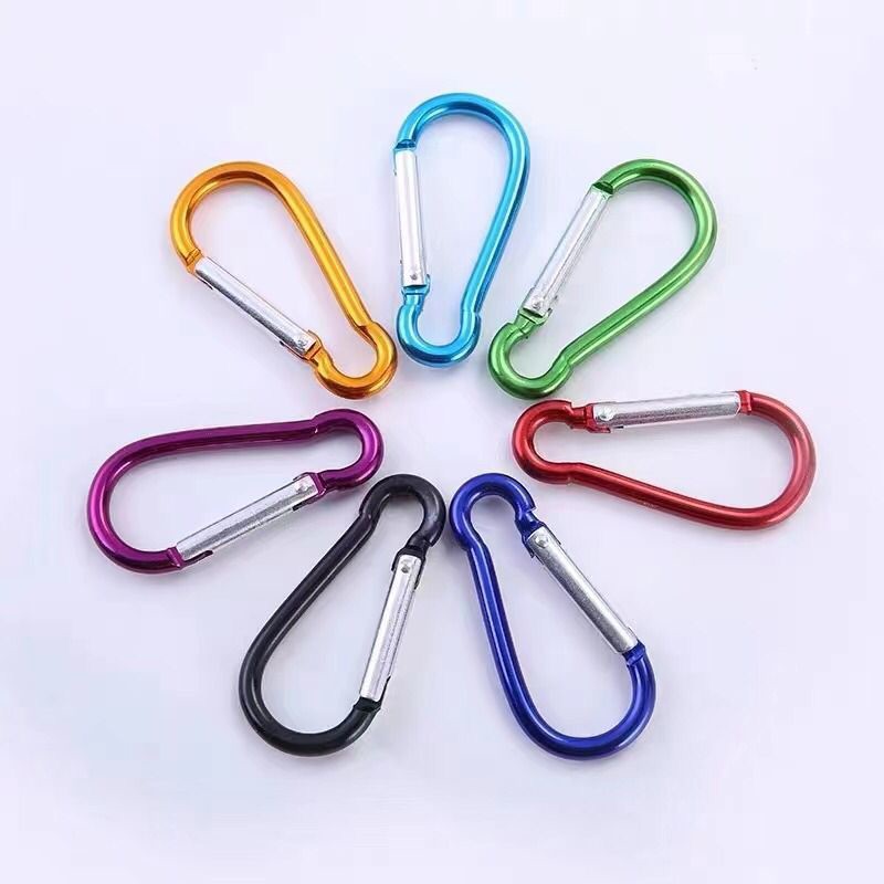 4pcsAluminum carbiner key chain hook clip Buckle slide lock hiking climbing outdoor camping snap clip steel carabiner Easy lock Carabiner clips carbine snap hooks key- lock size 4*40