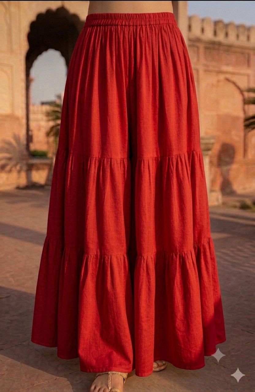 Multi Layered Tiered Summer Cotton Maxi Skirt for Women – Flowy Long Skirt with Elastic Waist (XS to XXL)