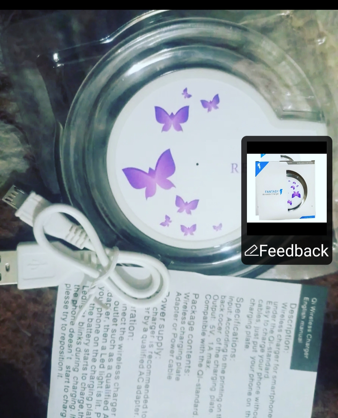 Qi Wireless Charging Pad USB Universal Input 5V 1000mA Output 5V 700mA.