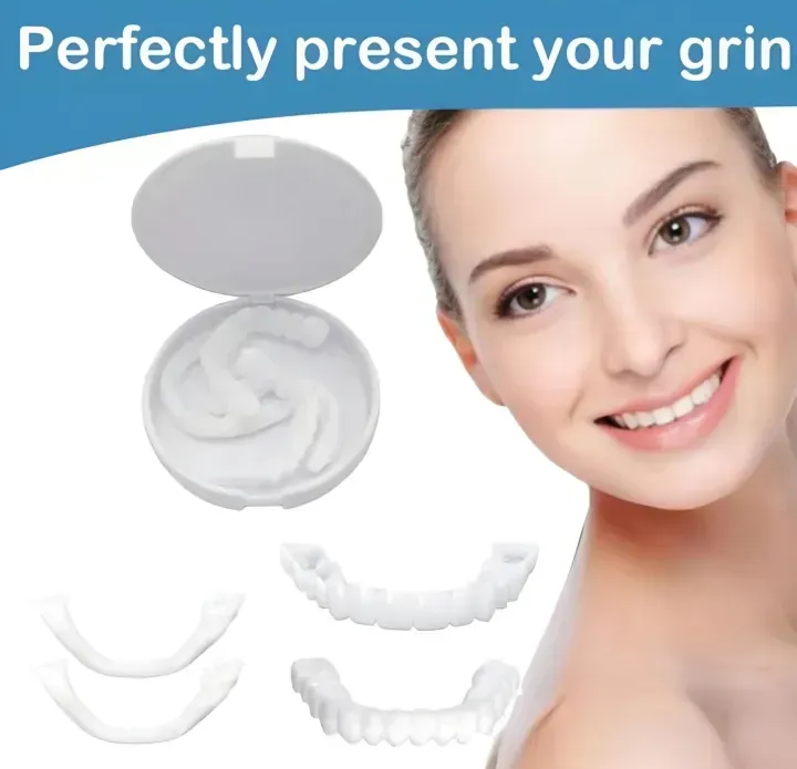 JMW Premium Teeth Veneers Whitening Snap On Smile Teeth Cosmetic Denture Instant Perfect Smile Teeth Fake Tooth Cover Oral Hygiene Tools