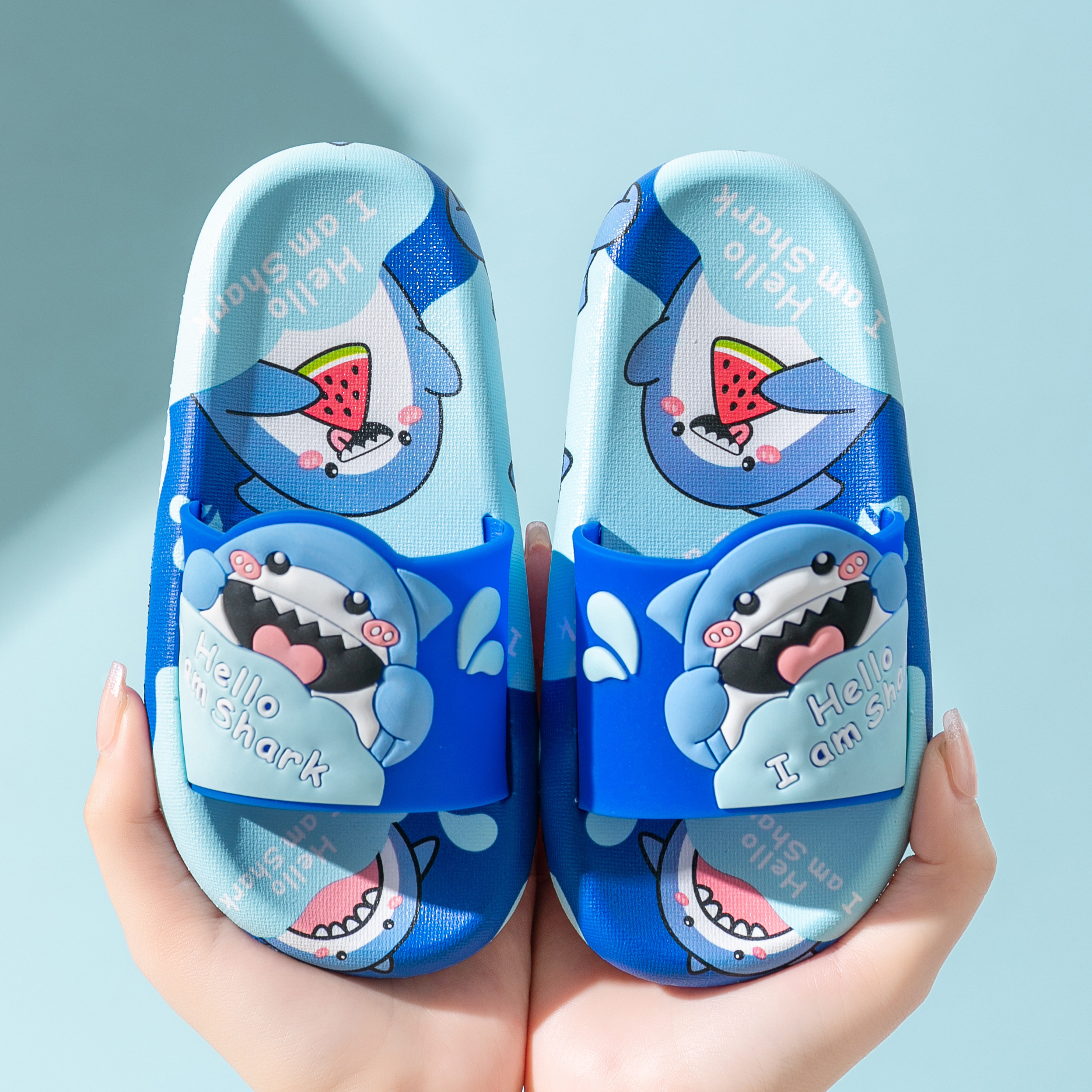New 3D Cartoon baby shark children's slippers summer boys and girls bathing indoorNon-slip soft sole no-smell sandals