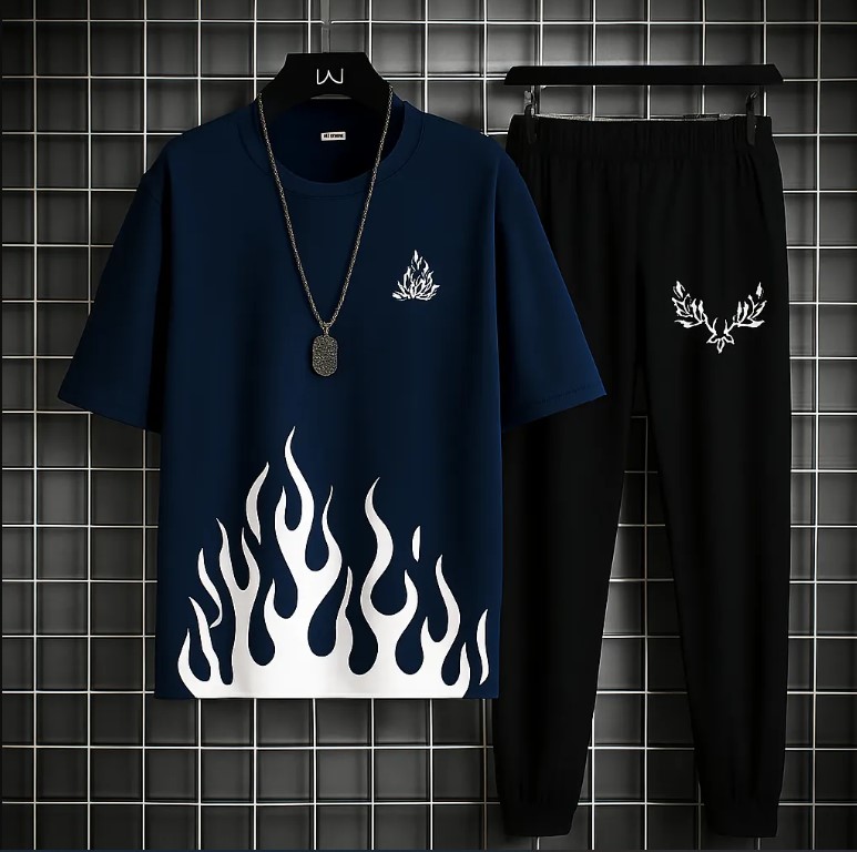 5 Color High Quality Casual Suits for Men Summer Tracksuit for Men's Fine Fabric T-Shirt and Trouser set 2 pieces