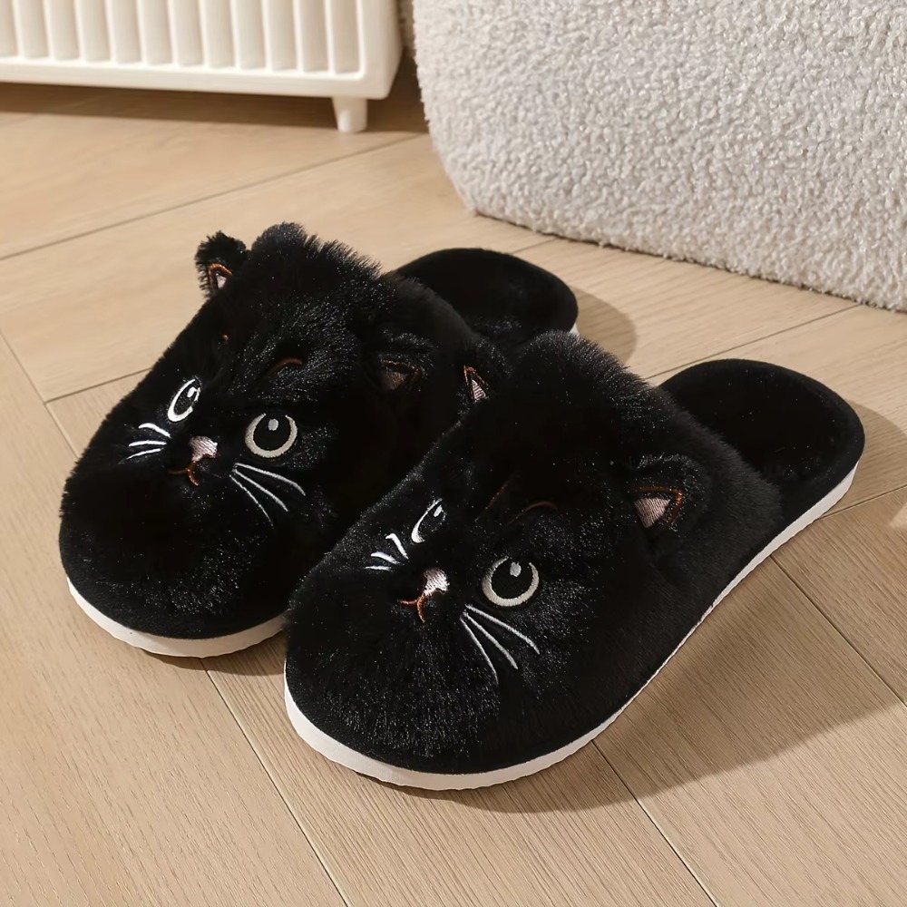 Womens Fuzzy Cat Slippers Winter Warm Cozy Indoor House Shoes With Soft Non Slip EVA Sole Cute Animal Design For Home Use