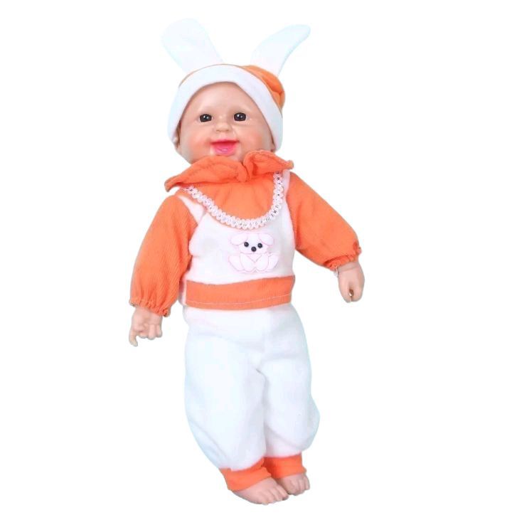 Funny laughing baby rubber & stuffed toy, baba laughing doll in 15 inches