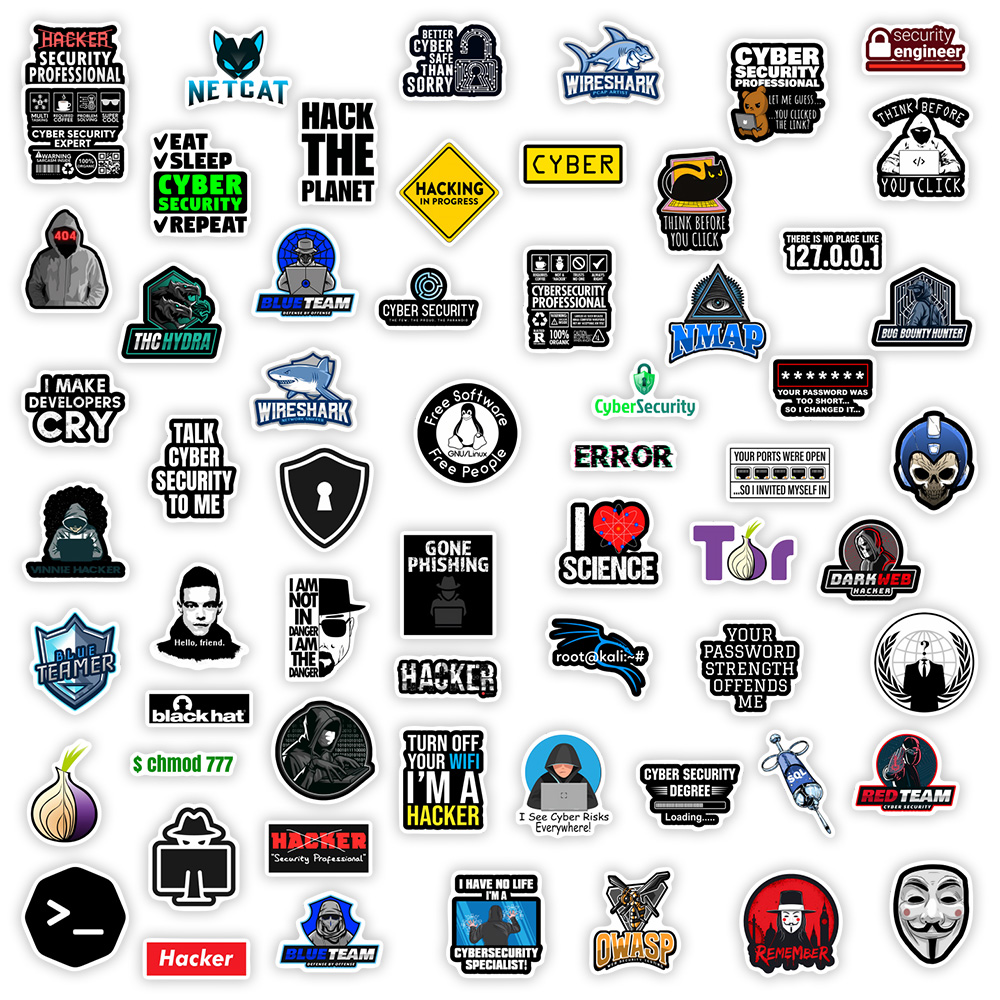 Cybersecurity Anonymous Hackers Security Stickers Cracker Firewall Decorative Decal for Laptop Phone Scrapbook Bottle Waterproof