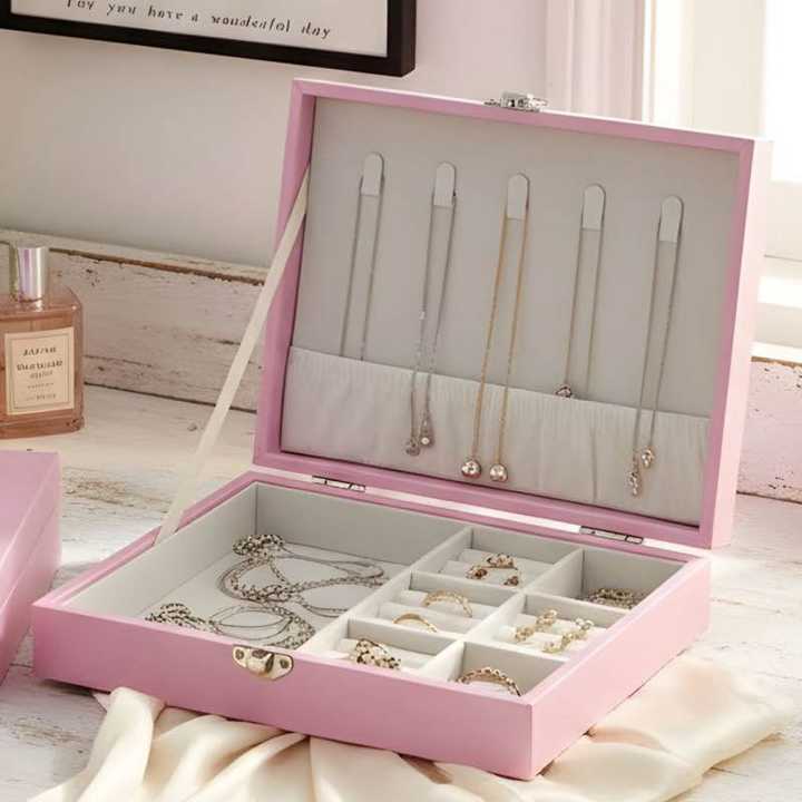 Jewellery Organizer | Jewelry Storage Box & Holder | Necklace, Earrings, Rings & Bracelet Organizer | Makeup Table Storage