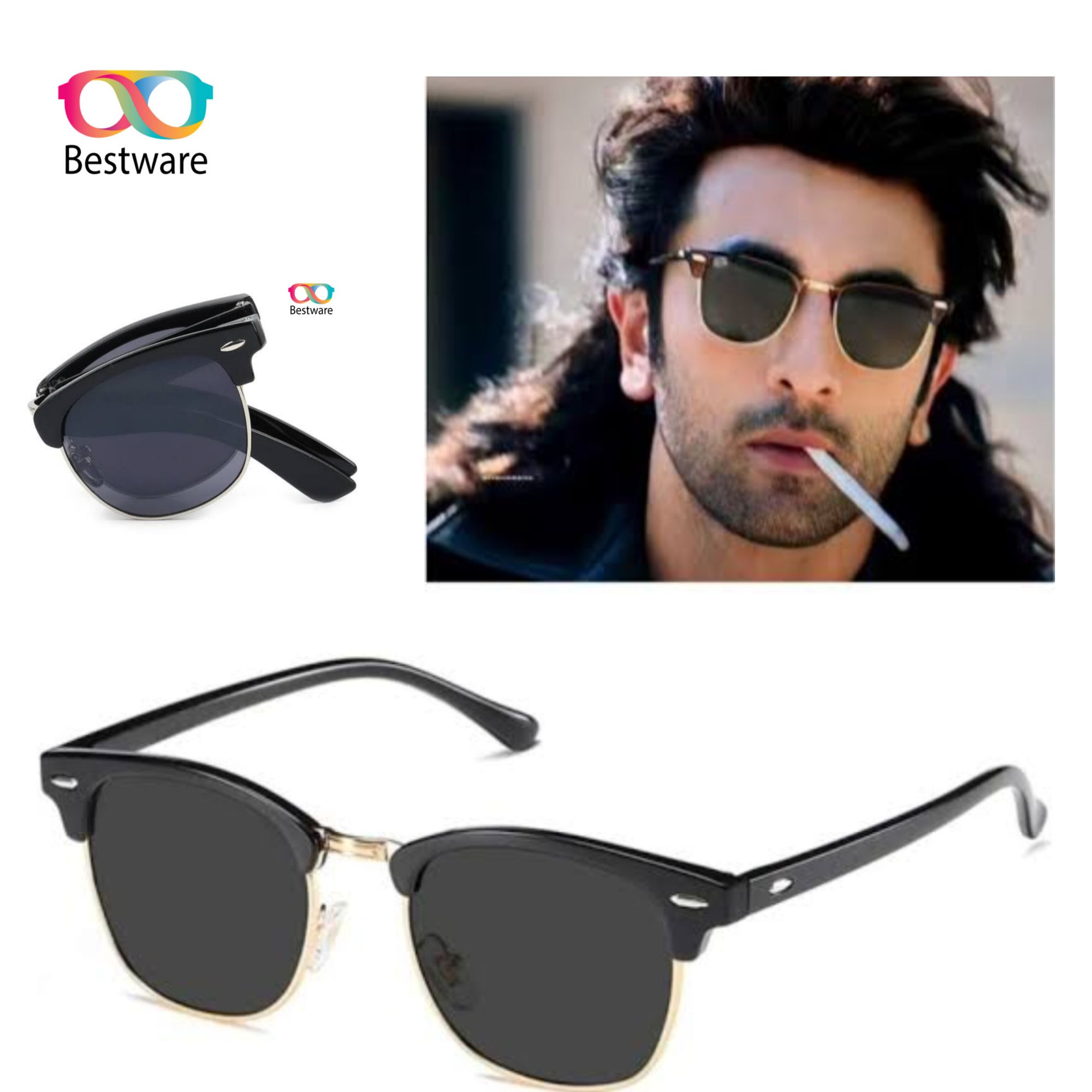Portable RimMaster Sunglasses for Men/Women. UV400 Sunlight Protection Glasses.Men Sunglasses. Unsex Sunglasses. ClubMaster Sunglasses for Boys/Girls.