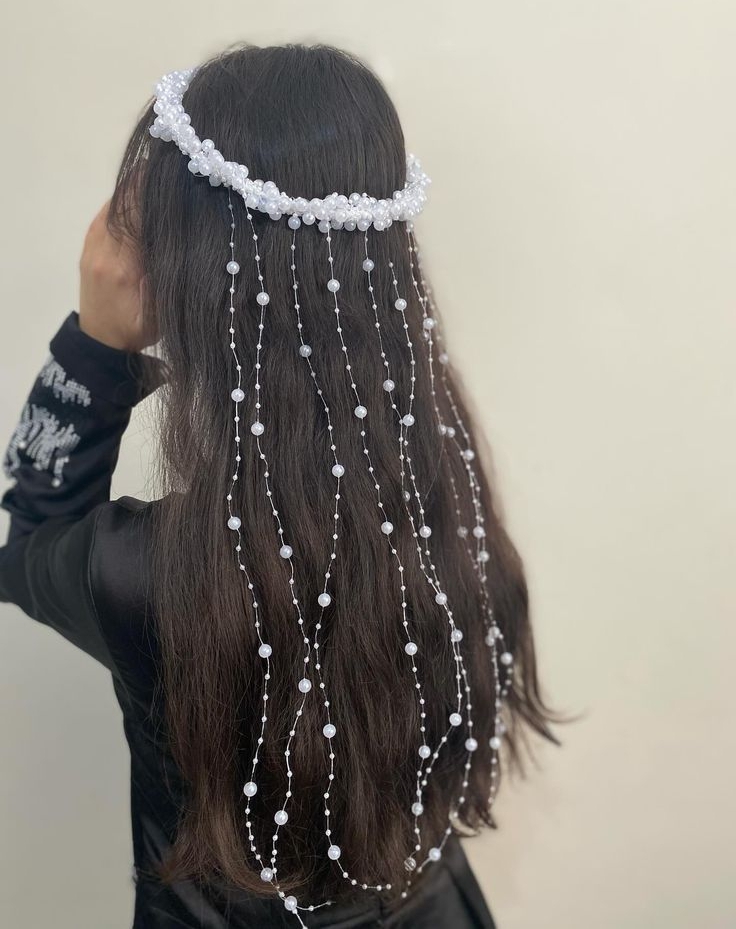 Bridal Pearl Hair Vine Headband | beautiful pearl crown| Wedding & Party Hair Accessory for Women & Girls | Long Tassel Headpiece for Women & Girls