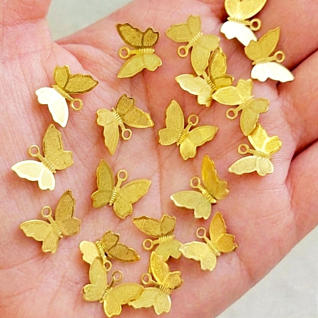 50pcs Golden Butterfly Charms (13x11mm) – Alloy DIY Pendants for Bracelets, Necklaces & Jewelry Making